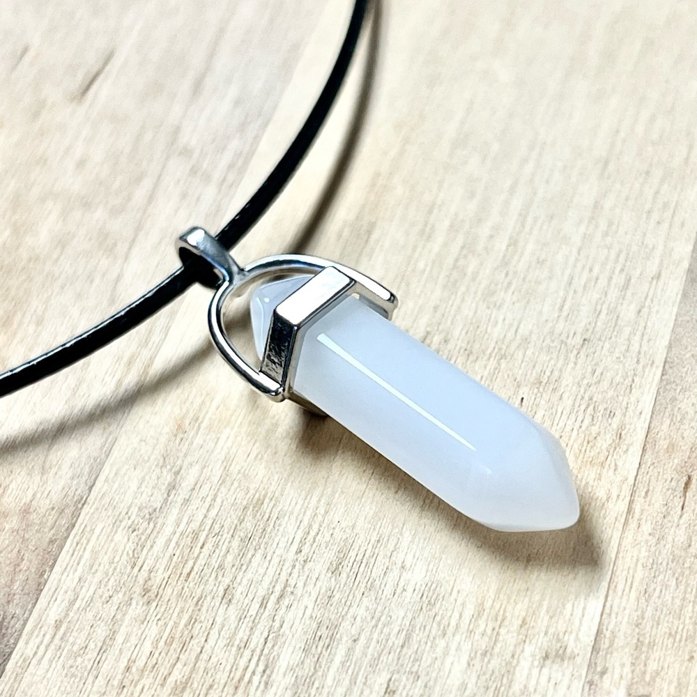 $25 Crystal Gemstone Necklace Pendant Bullet Head Energy Meditation.